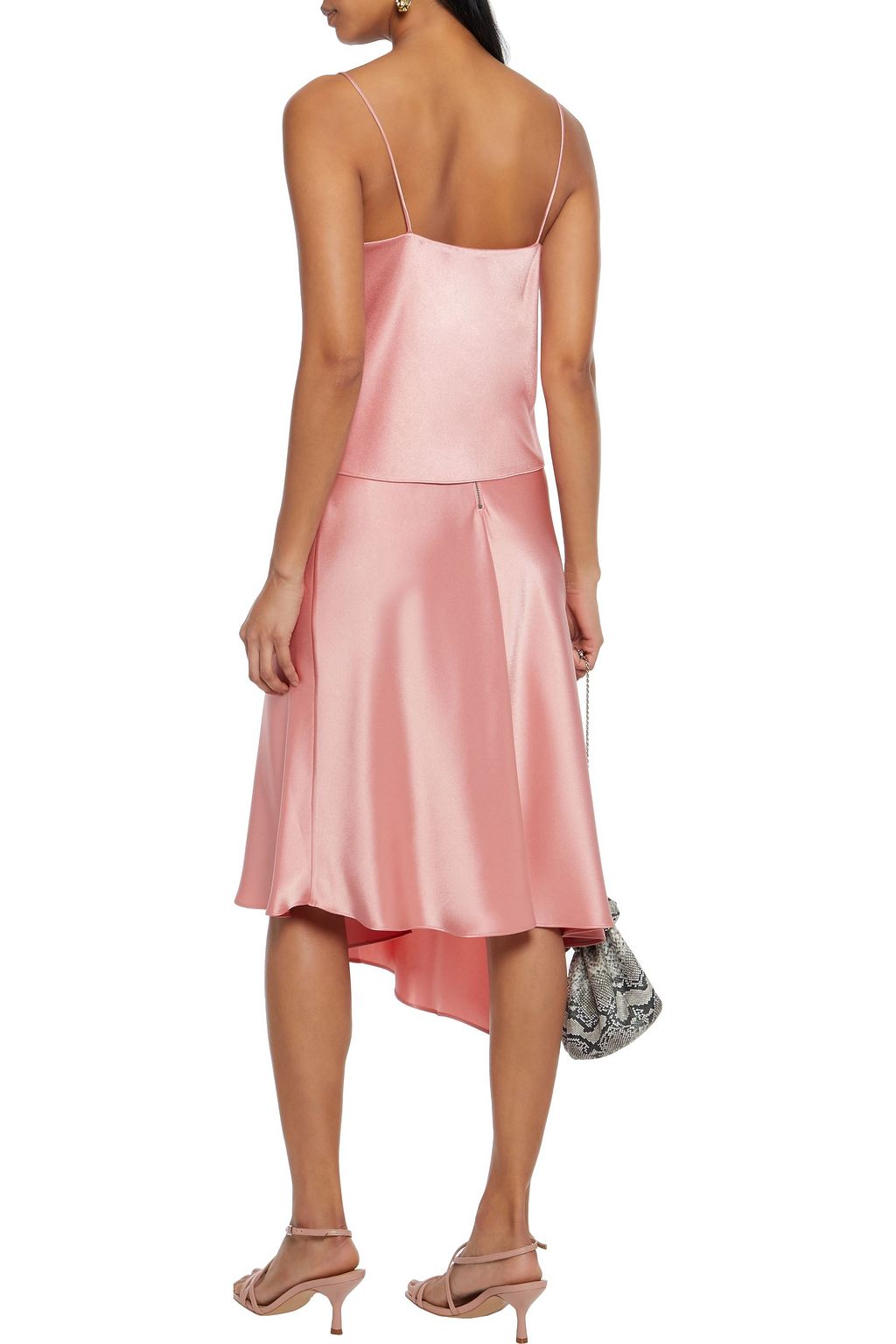 ALICE + OLIVIA Asymmetric wrap-effect satin skirt
