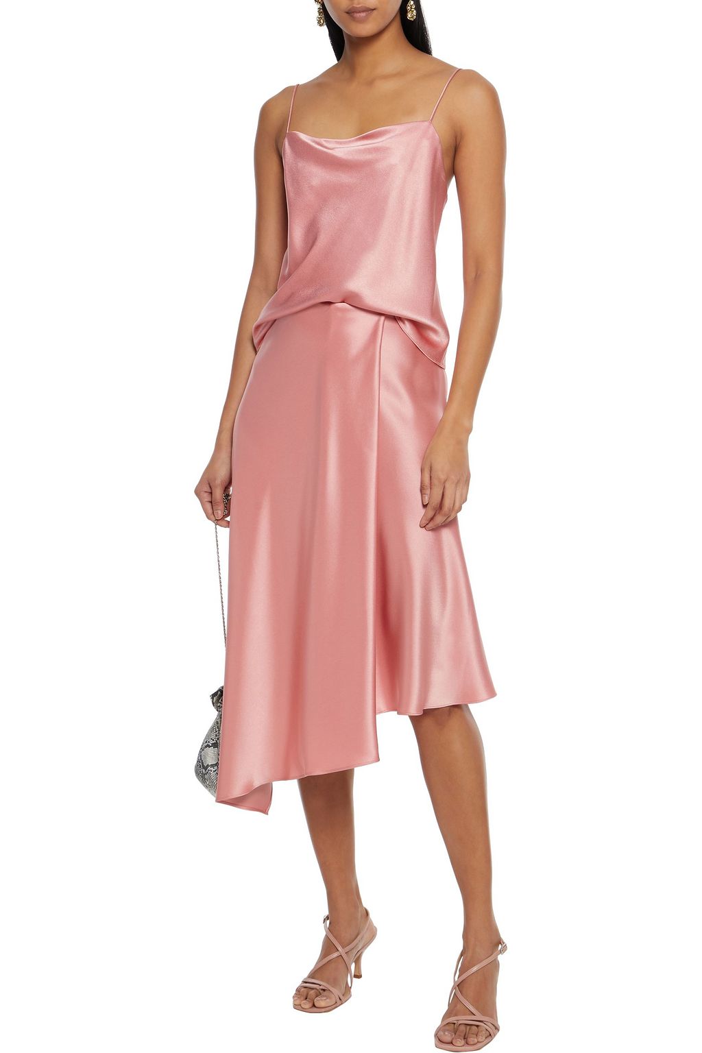 ALICE + OLIVIA Asymmetric wrap-effect satin skirt
