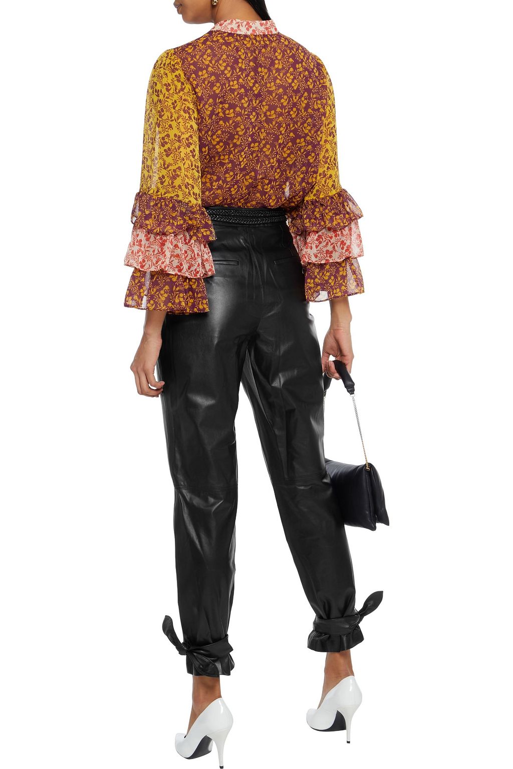 ALICE + OLIVIA Ivette cropped tie-detailed leather tapered pants