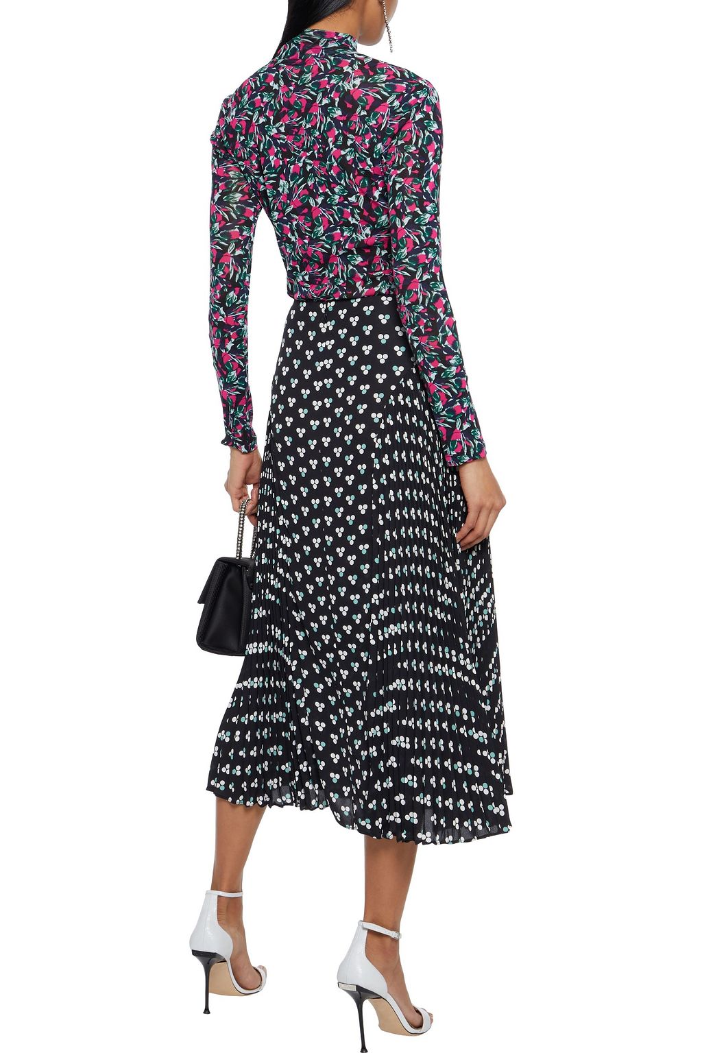 DIANE VON FURSTENBERG Ananya pleated polka-dot crepe midi skirt