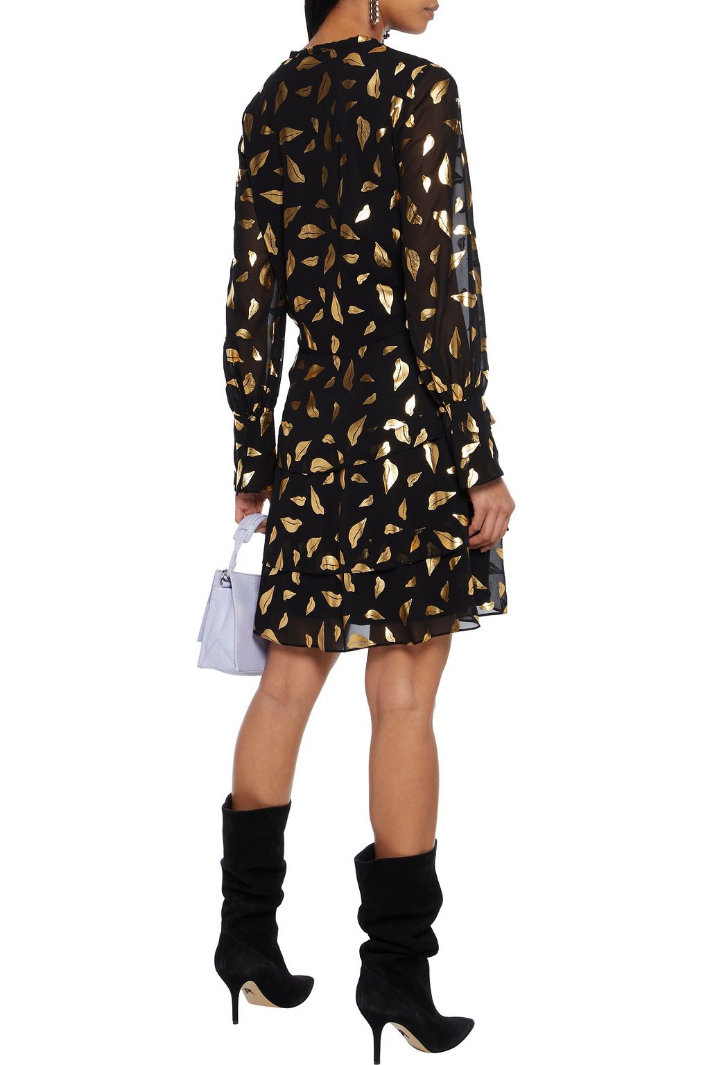 DIANE VON FURSTENBERG Mylah tiered metallic printed chiffon mini dress