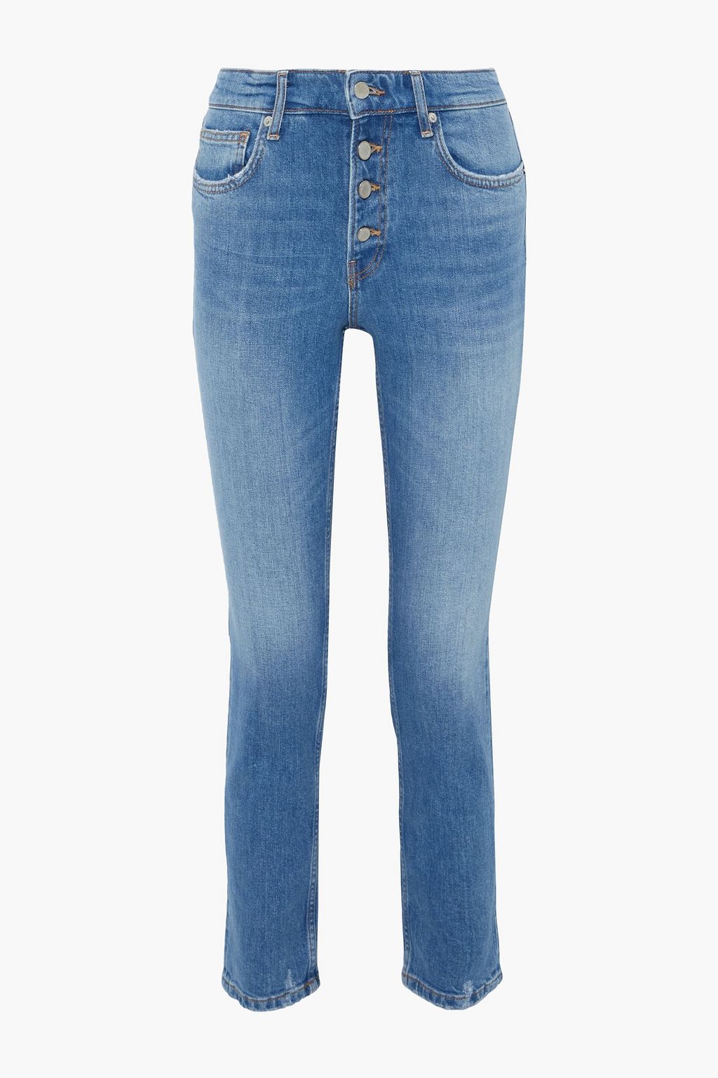 Mid denim Frida cropped distressed high 