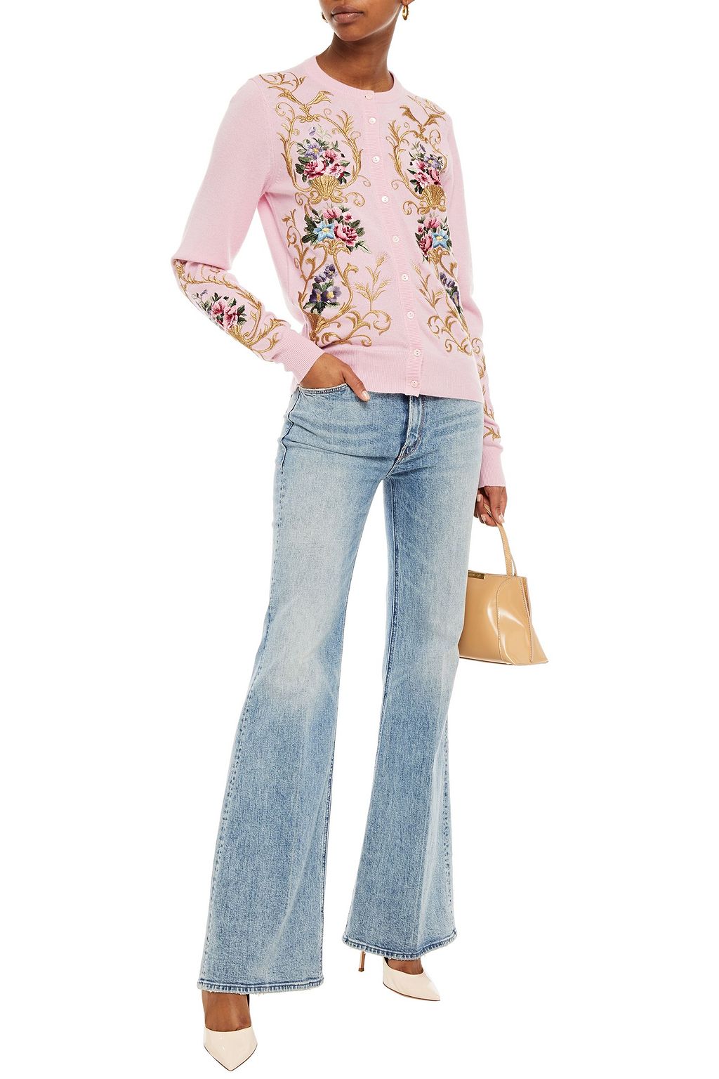 DOLCE&GABBANA Embroidered metallic cashmere cardigan