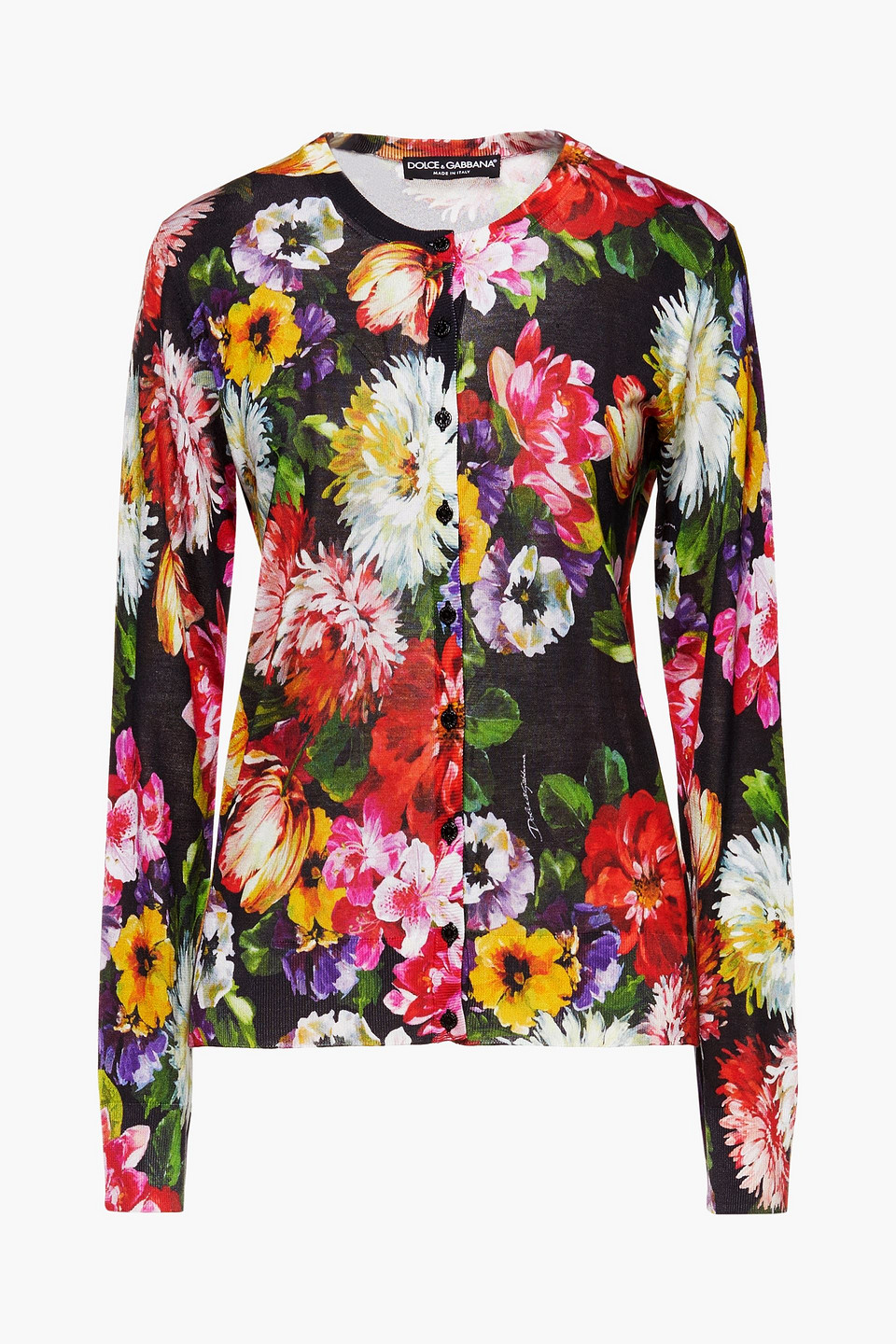 dolce & gabbana - floral-print silk cardigan - black - it 40