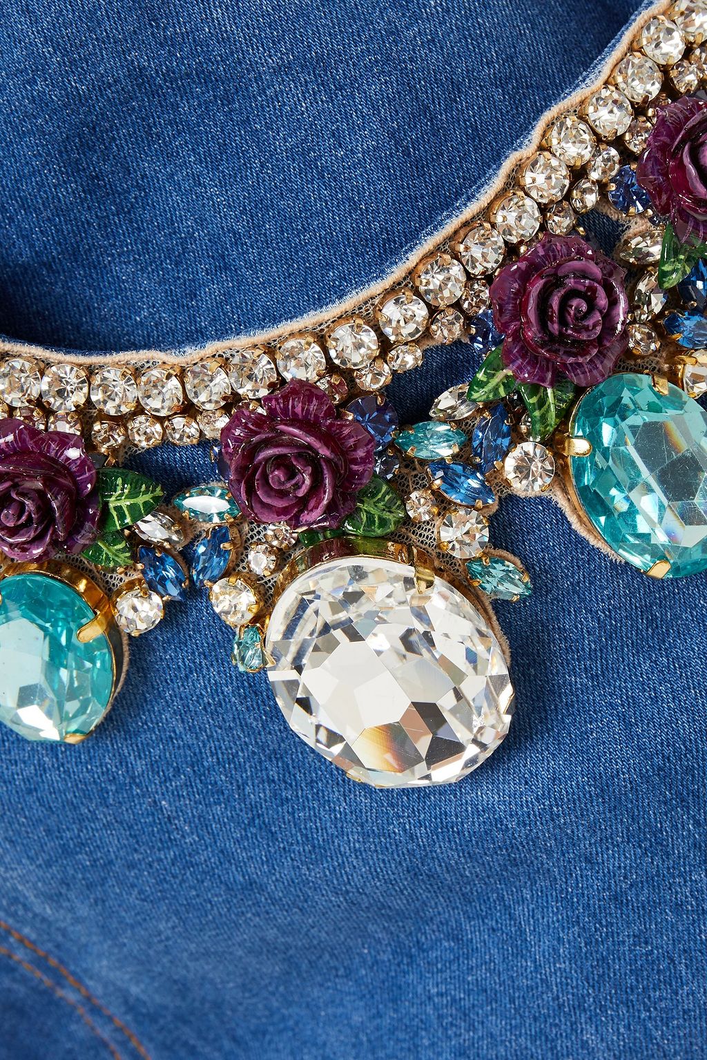 DOLCE & GABBANA Embellished cropped high-rise wide-leg jeans