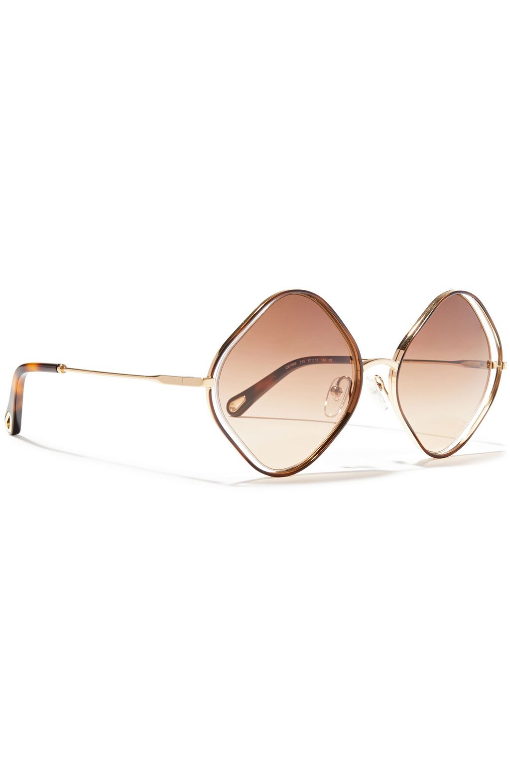 CHLOÉ Octagon-frame gold-tone and tortoiseshell acetate sunglasses