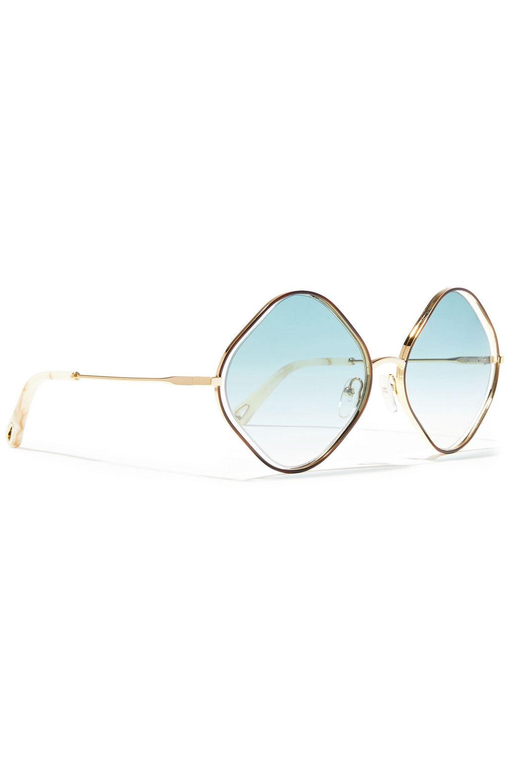 CHLOÉ Octagon-frame gold-tone and tortoiseshell acetate sunglasses