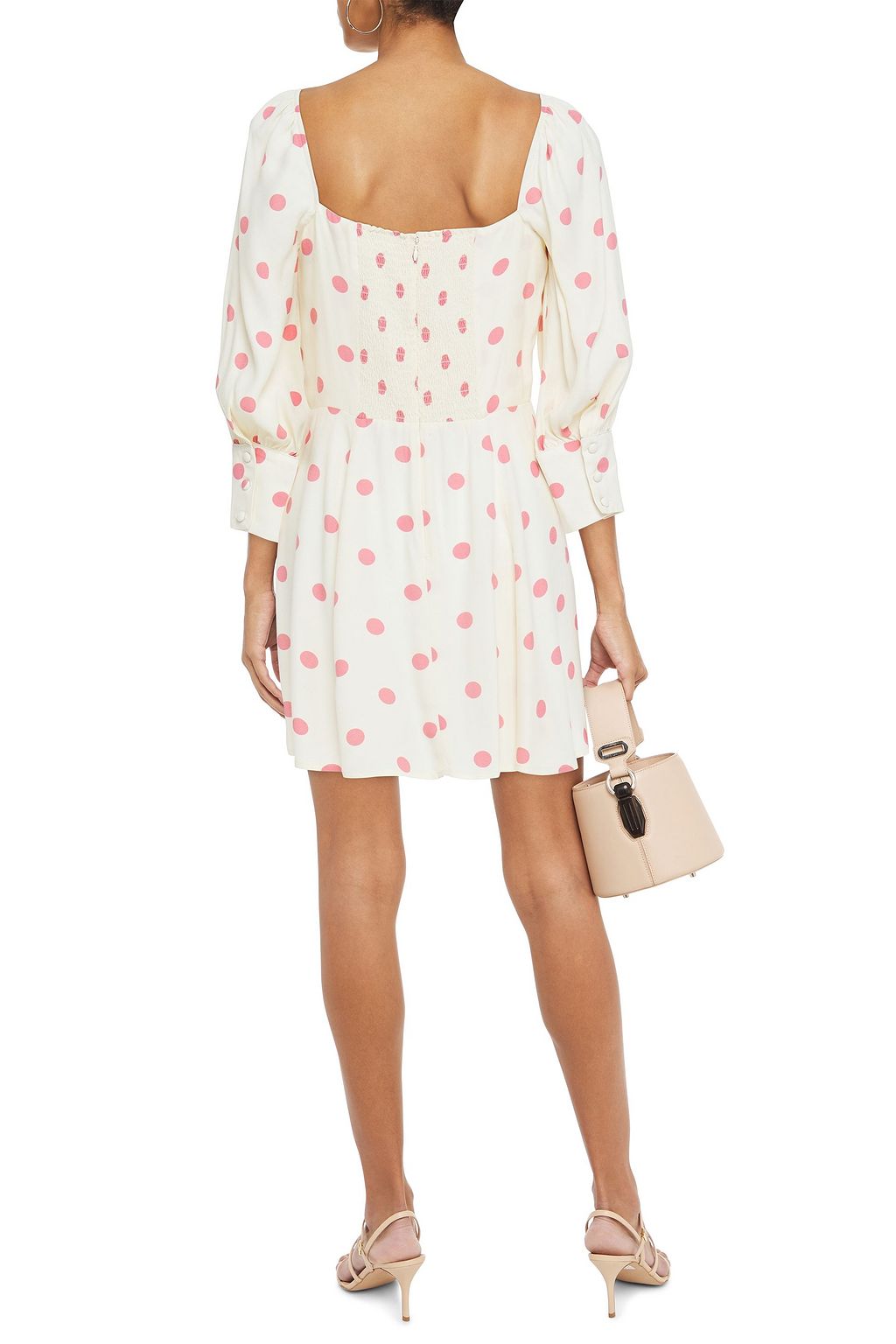 REFORMATION Shirred polka-dot crepe mini dress