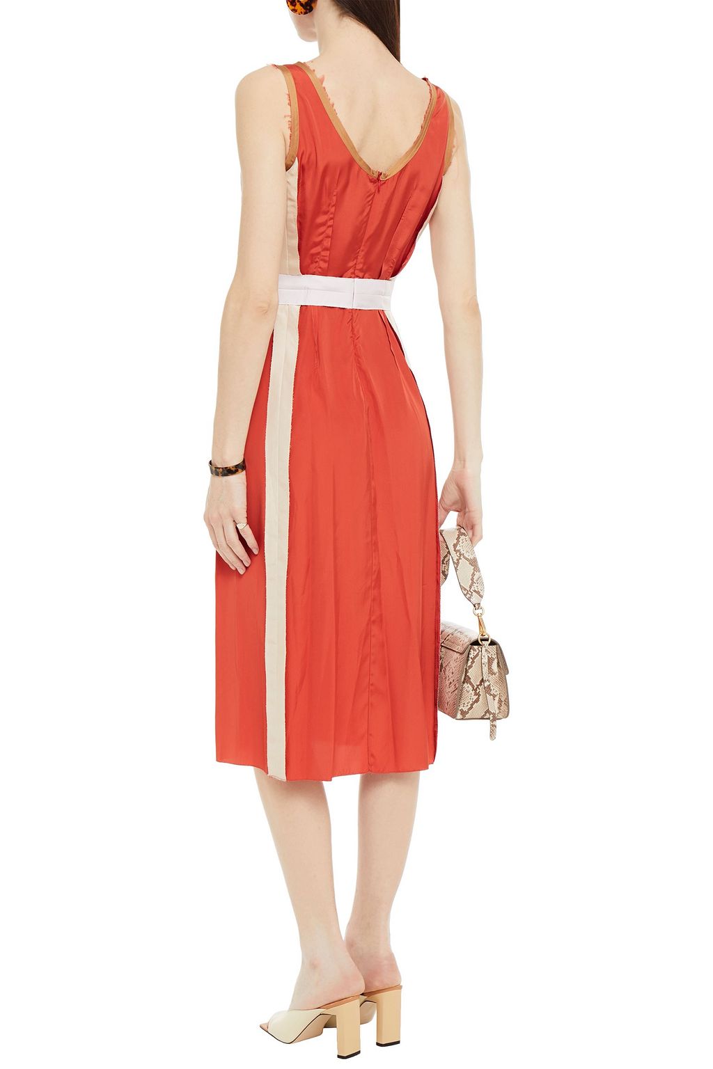 MARNI Color-block satin midi dress