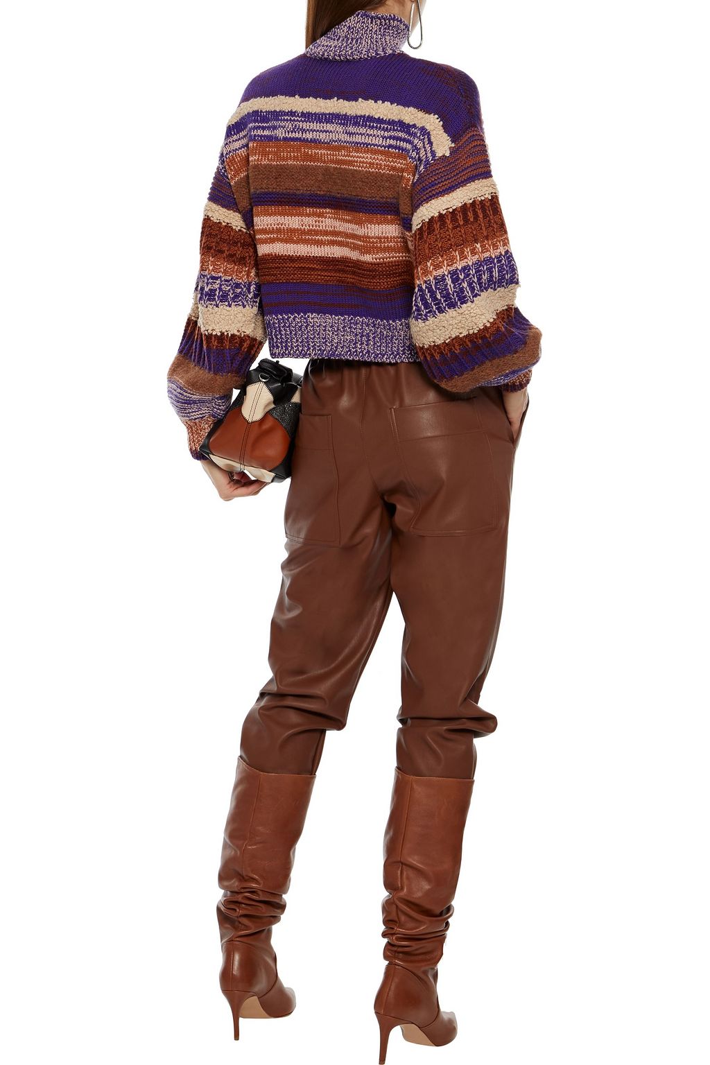 ULLA JOHNSON Shakina cropped striped wool-blend turtleneck sweater