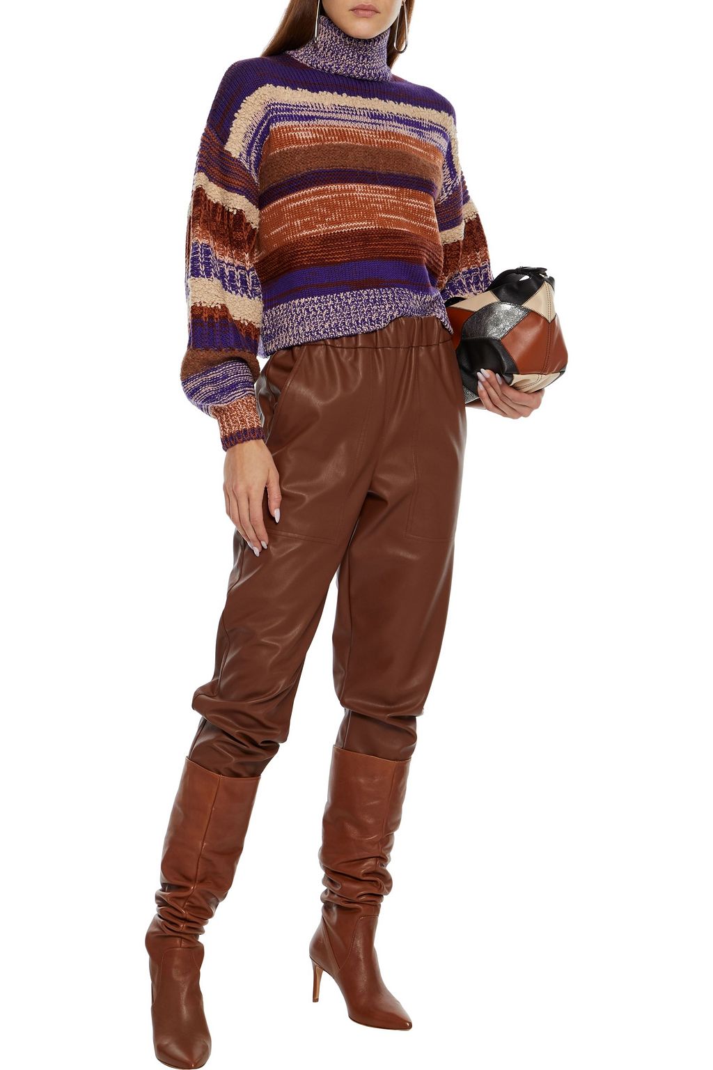 ULLA JOHNSON Shakina cropped striped wool-blend turtleneck sweater