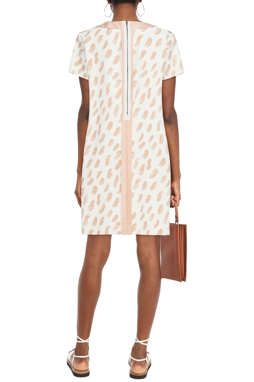MARNI Satin-trimmed printed cotton-blend dress