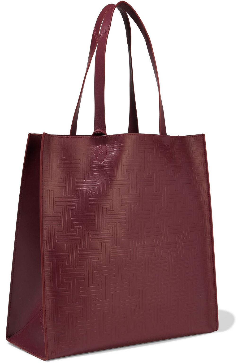LANVIN Embroidered embossed leather tote