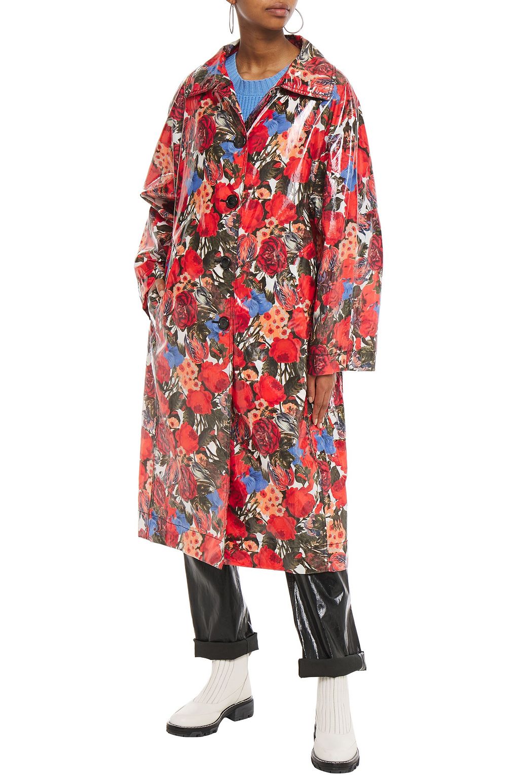 MARNI Mantel aus beschichteter Baumwolle mit floralem Print