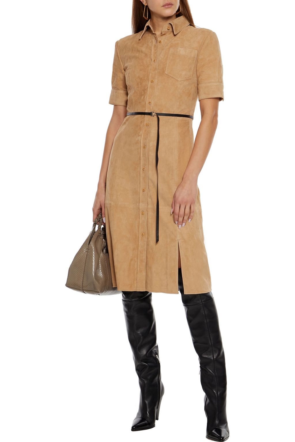 ALTUZARRA Belted suede dress