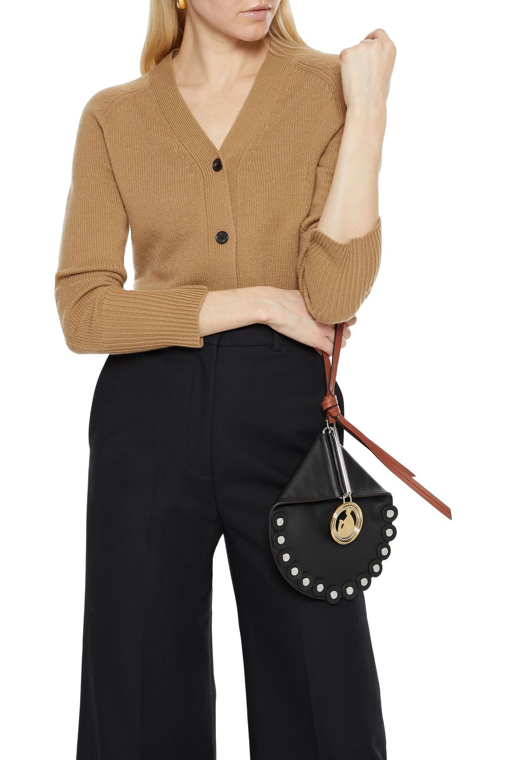 LANVIN Embellished laser-cut leather clutch