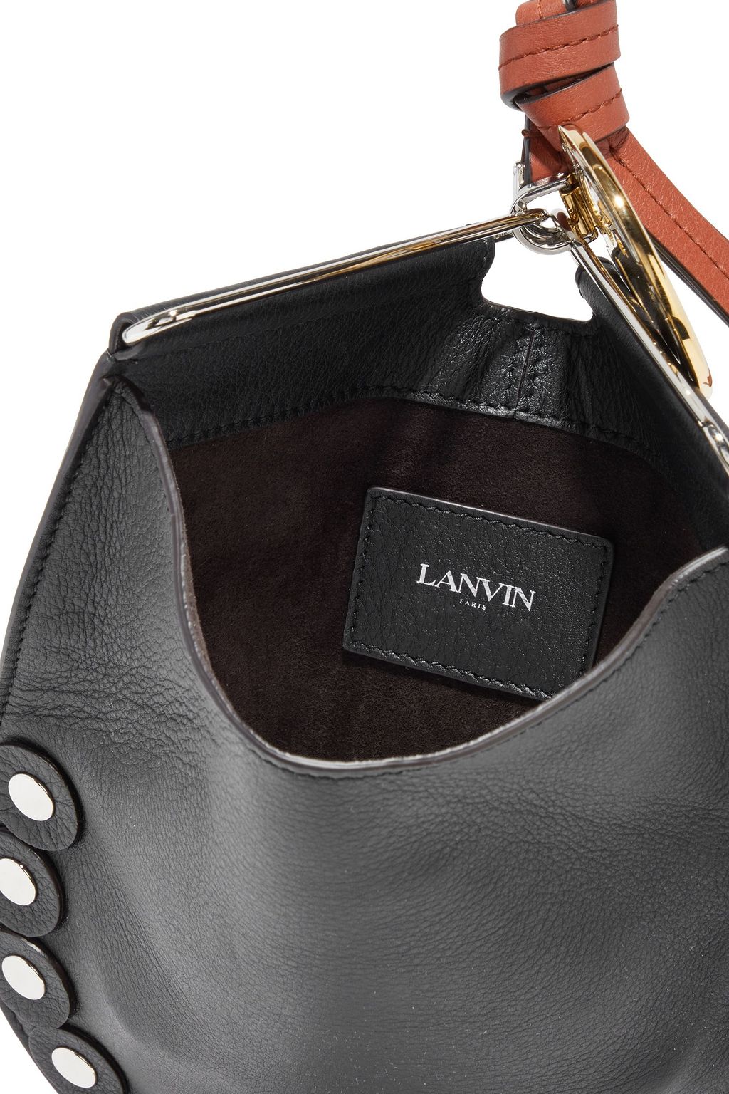 LANVIN Embellished laser-cut leather clutch
