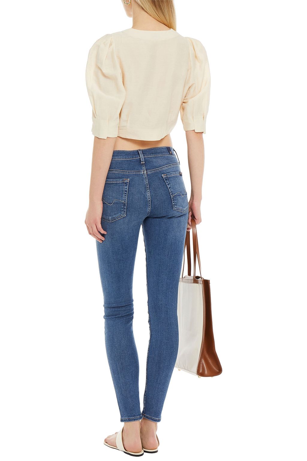 7 FOR ALL MANKIND Swarovski crystal-embellished low-rise skinny jeans