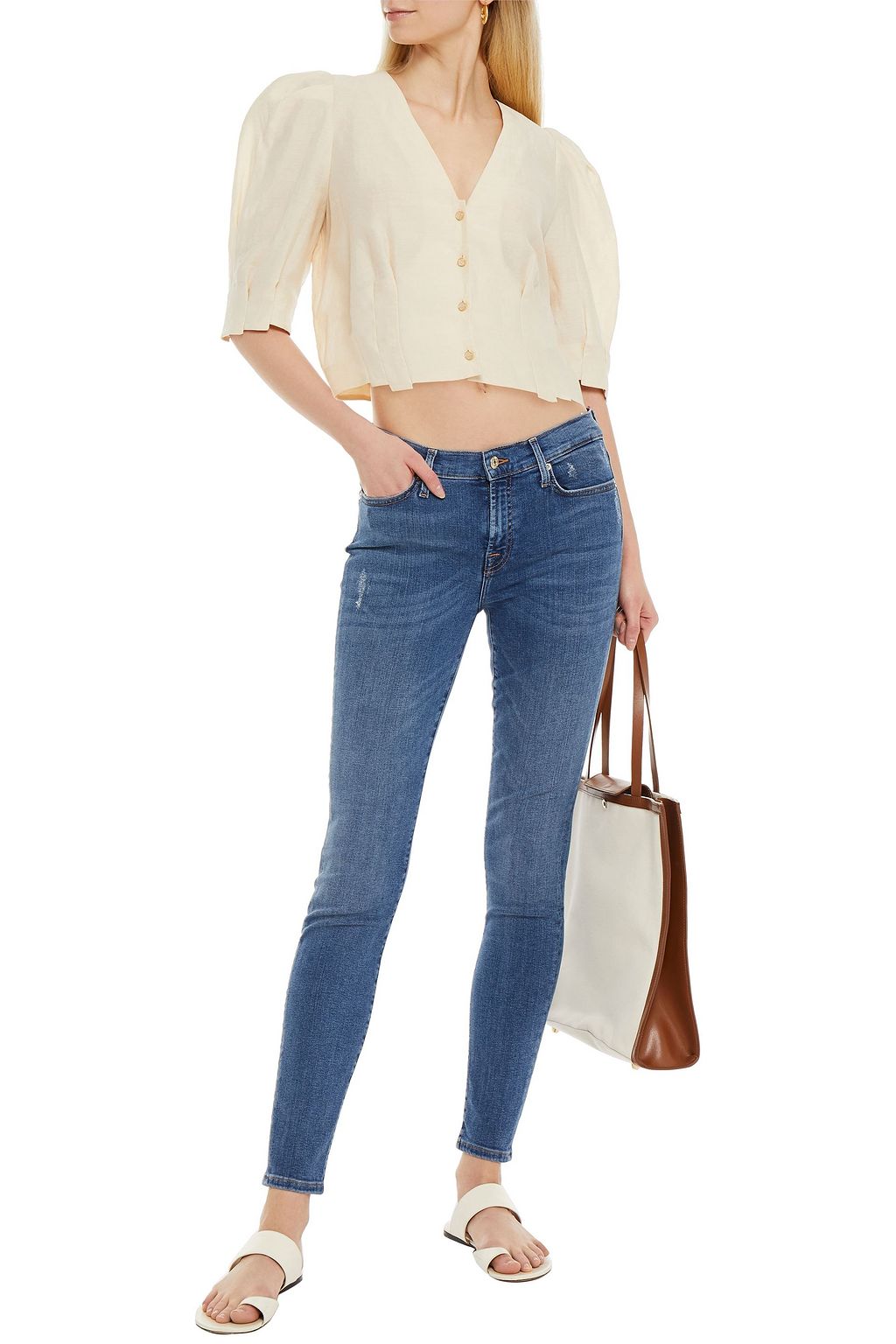 7 FOR ALL MANKIND Swarovski crystal-embellished low-rise skinny jeans
