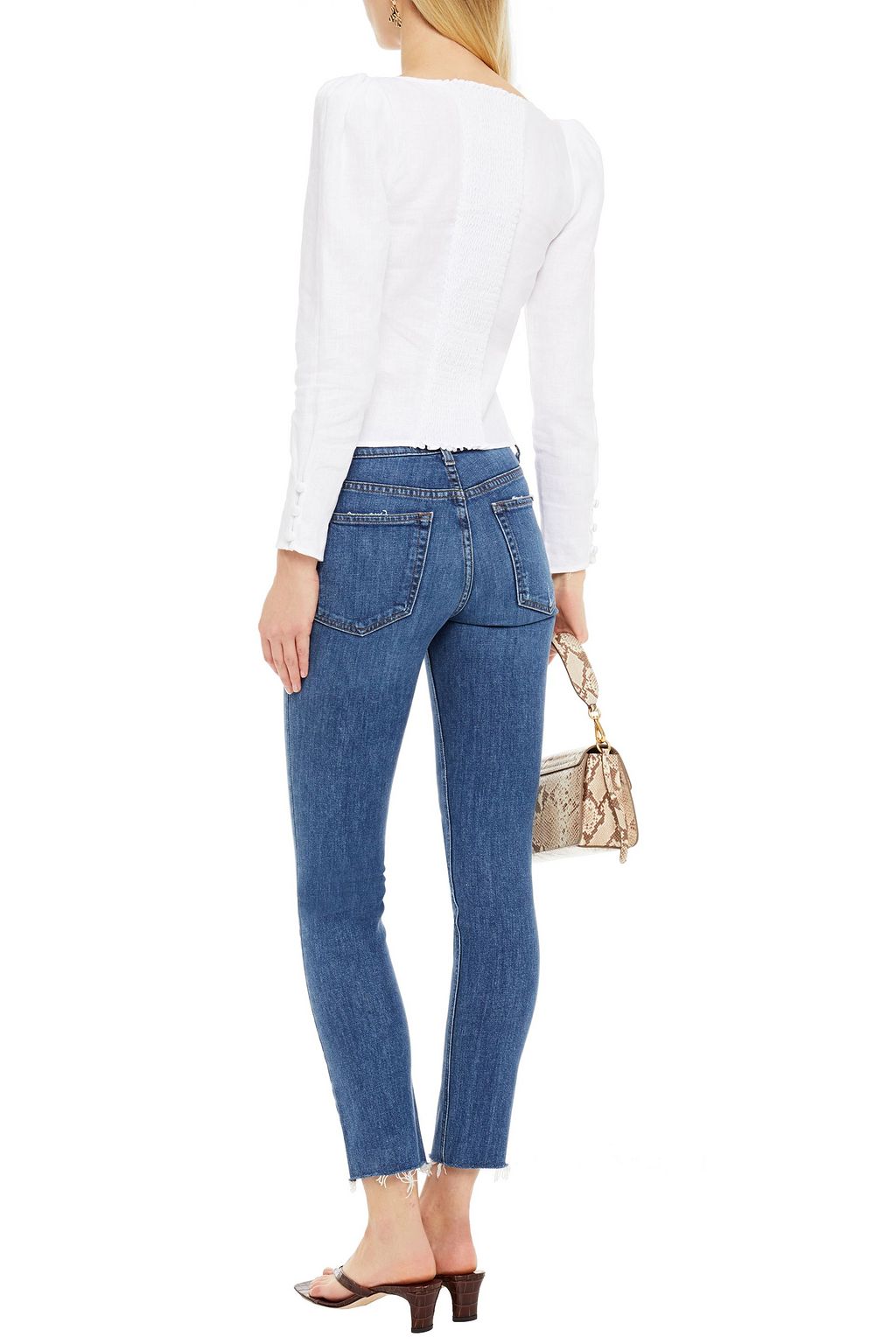 REFORMATION Halbhohe Cropped Jeans mit schmalem Bein und Fransen