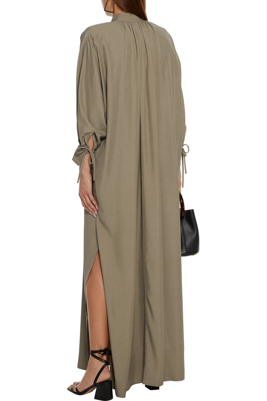 DEVEAUX Whitney gathered twill maxi dress