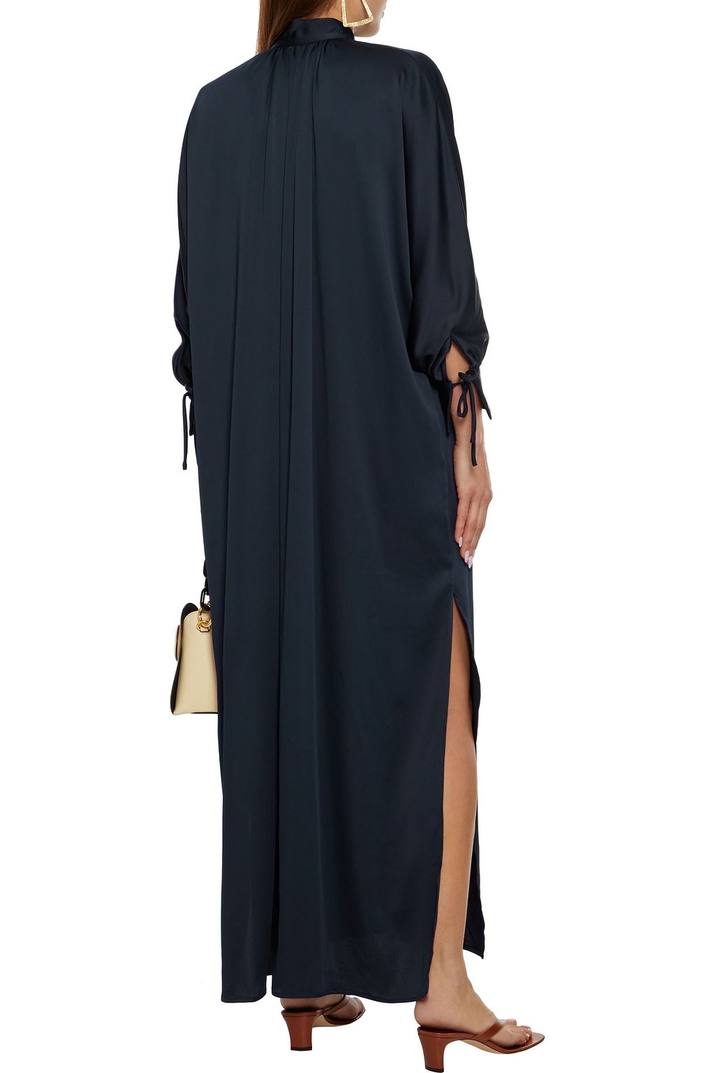 DEVEAUX Whitney gathered satin maxi dress