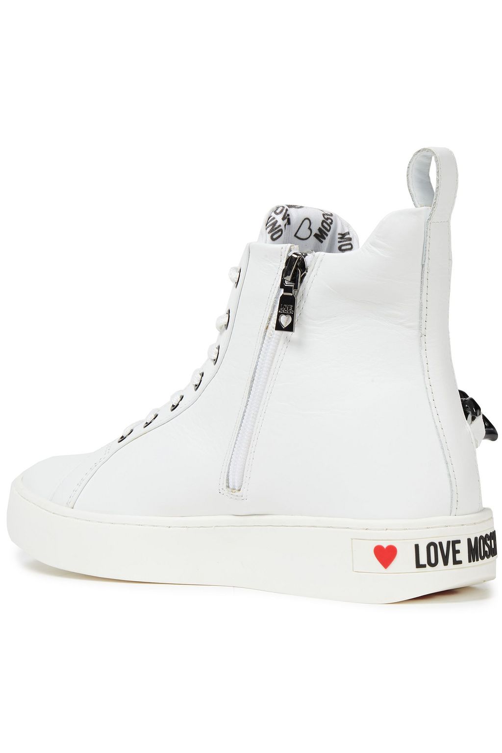 LOVE MOSCHINO Embellished leather sneakers