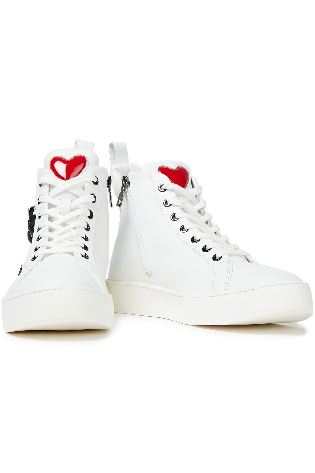 LOVE MOSCHINO Embellished leather sneakers