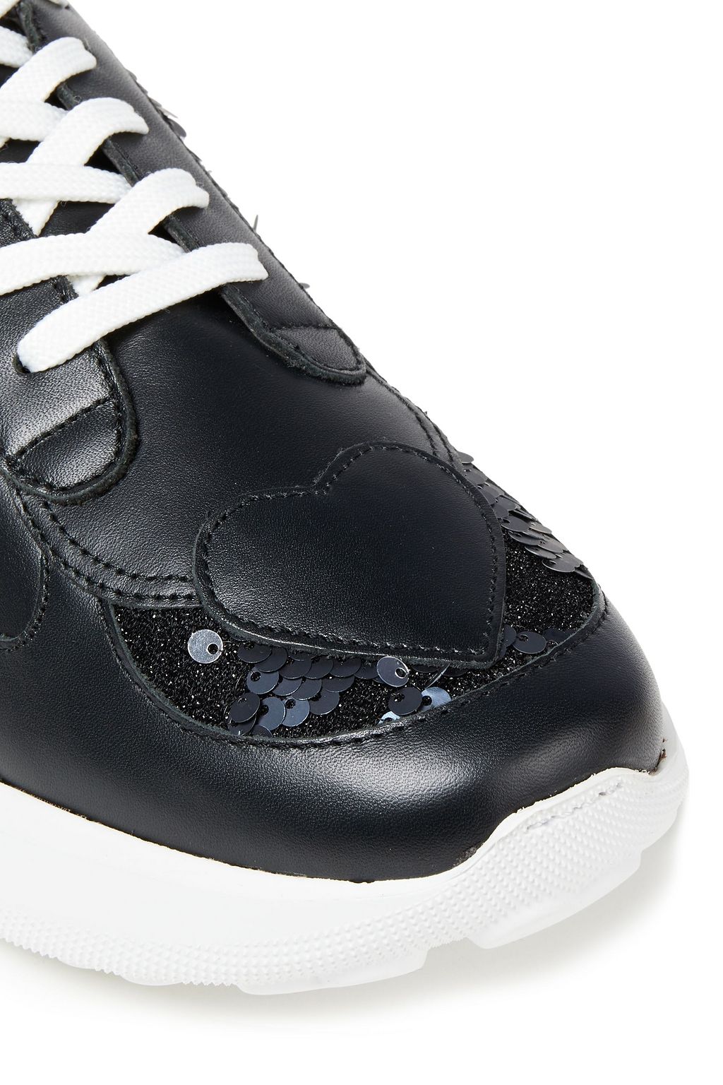 LOVE MOSCHINO Embellished leather sneakers