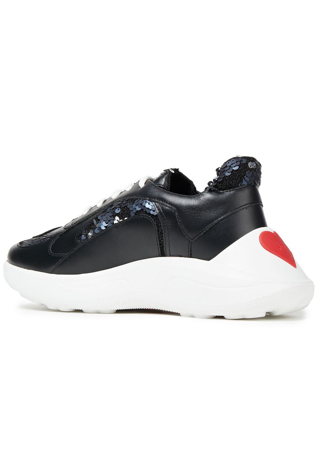 LOVE MOSCHINO Embellished leather sneakers
