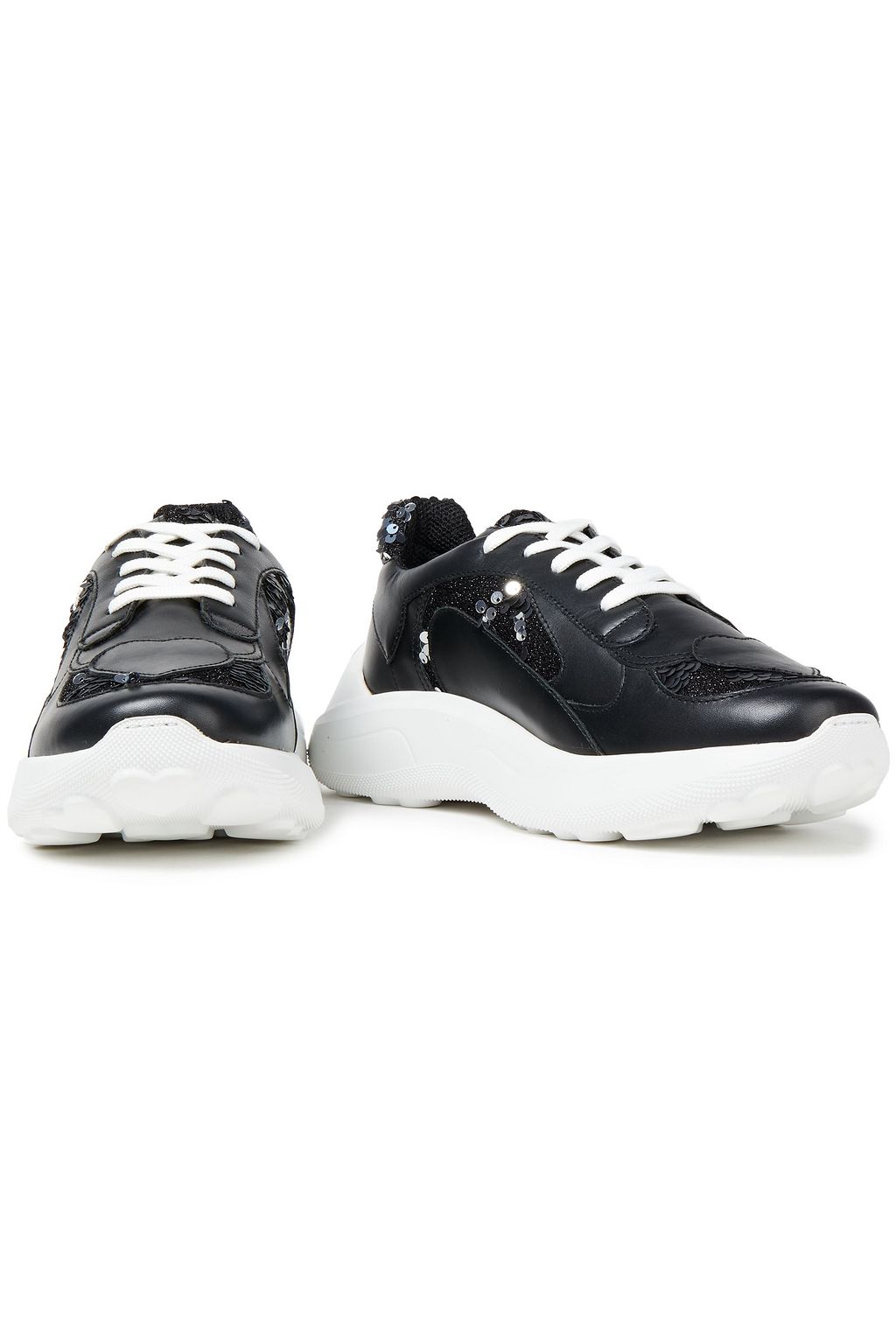 LOVE MOSCHINO Embellished leather sneakers