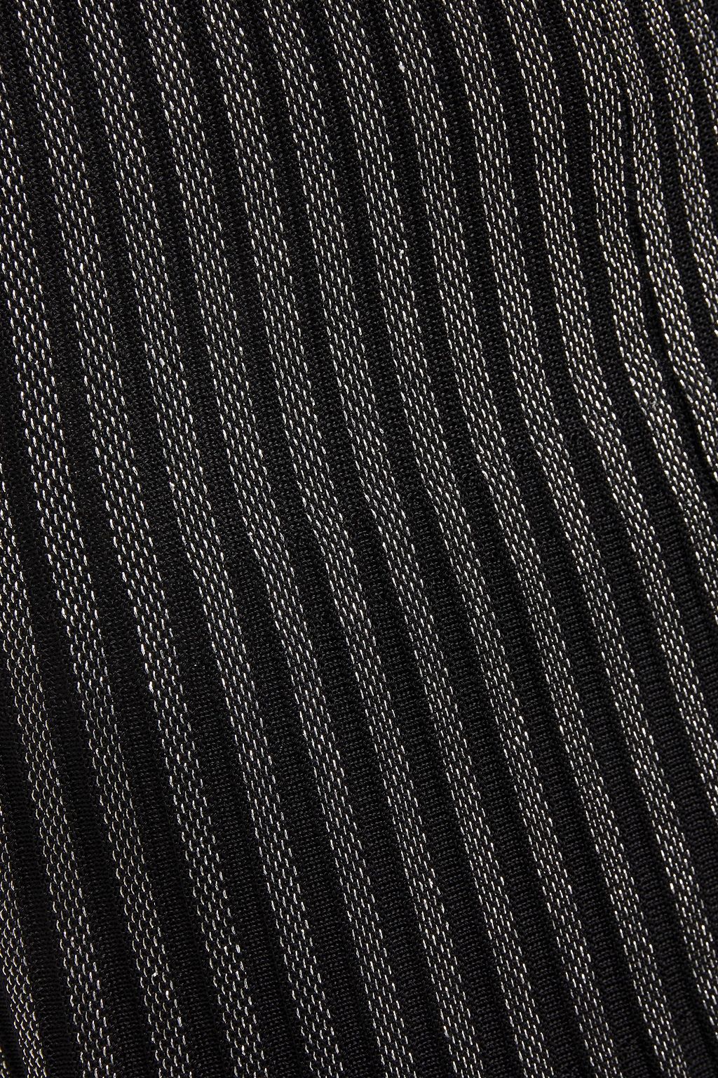 BALMAIN Metallic striped crochet-knit skirt