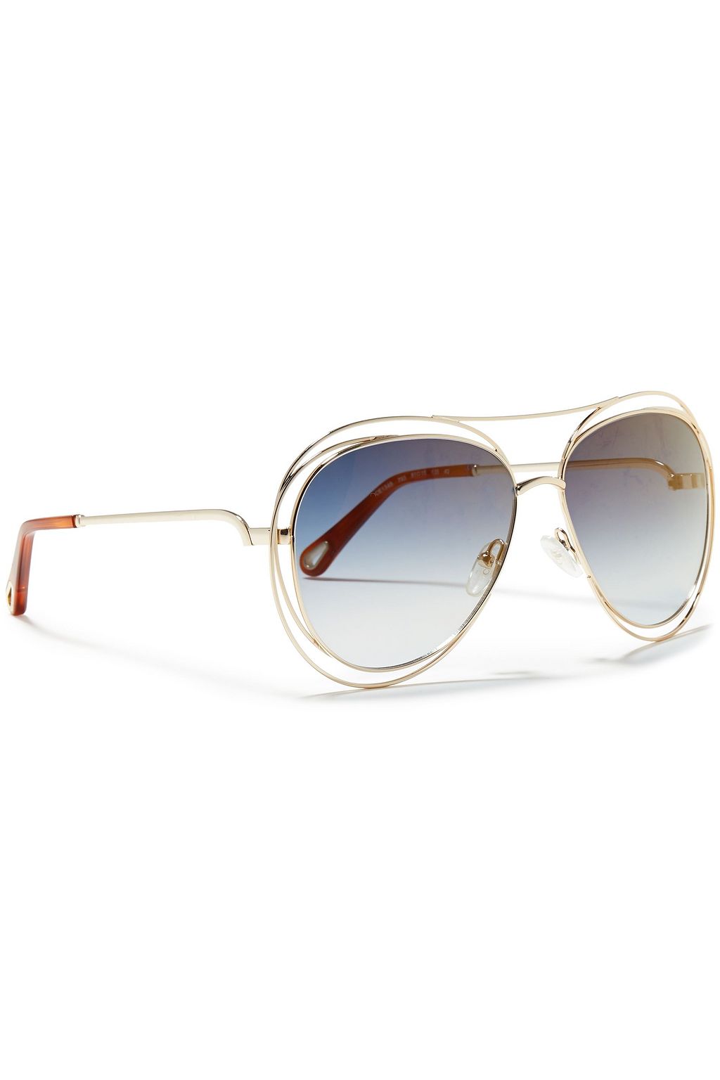 CHLOÉ Aviator-style gold-tone and acetate sunglasses