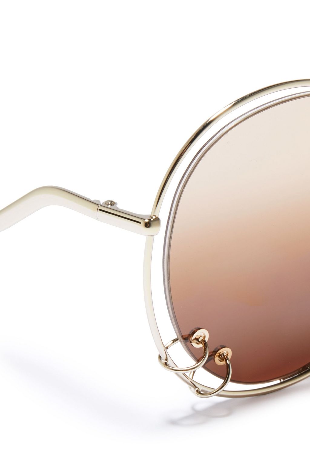 CHLOÉ Round-frame ring-embellished gold-tone and acetate sunglasses