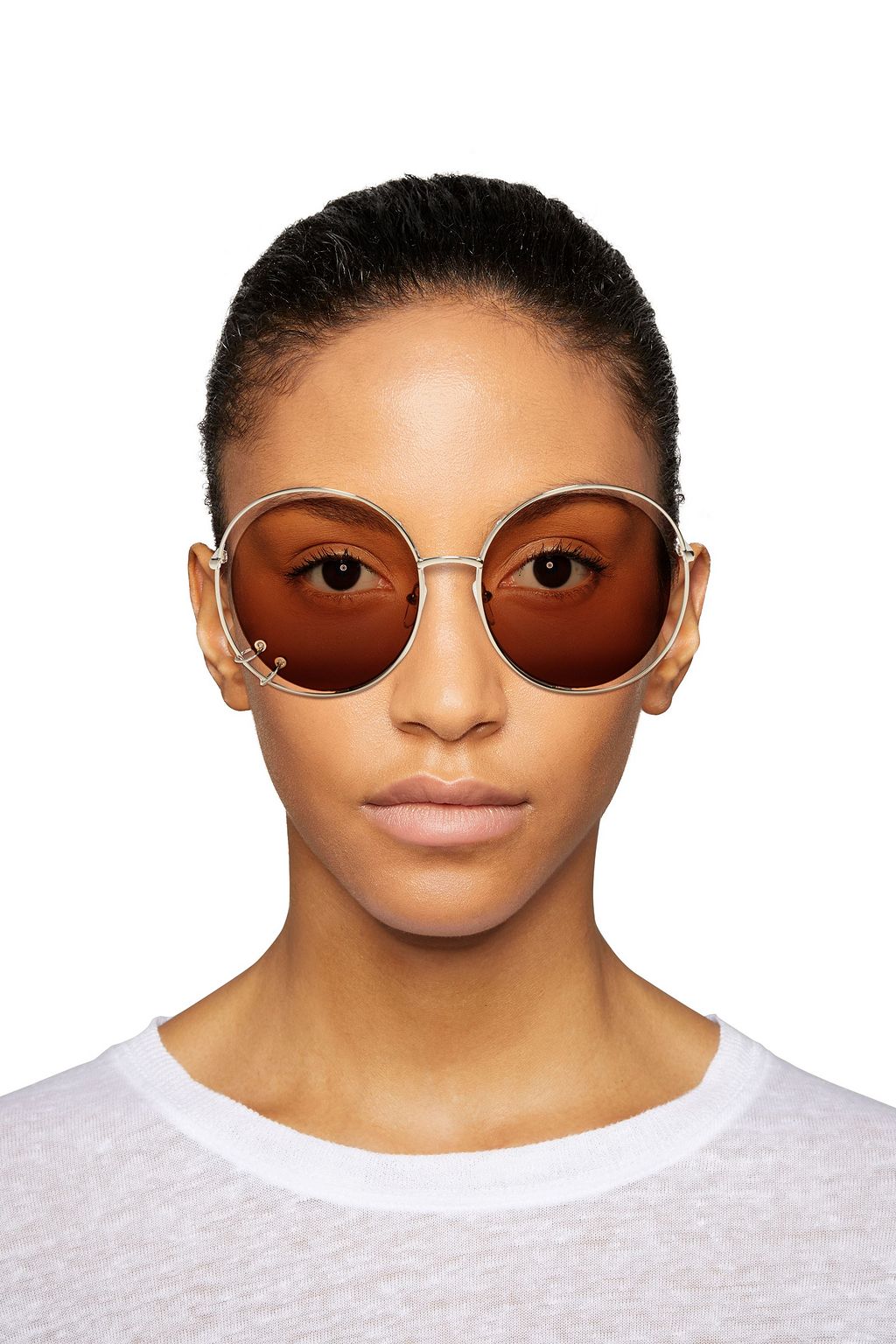 CHLOÉ Round-frame ring-embellished gold-tone and acetate sunglasses
