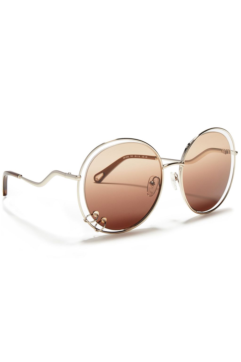 CHLOÉ Round-frame ring-embellished gold-tone and acetate sunglasses