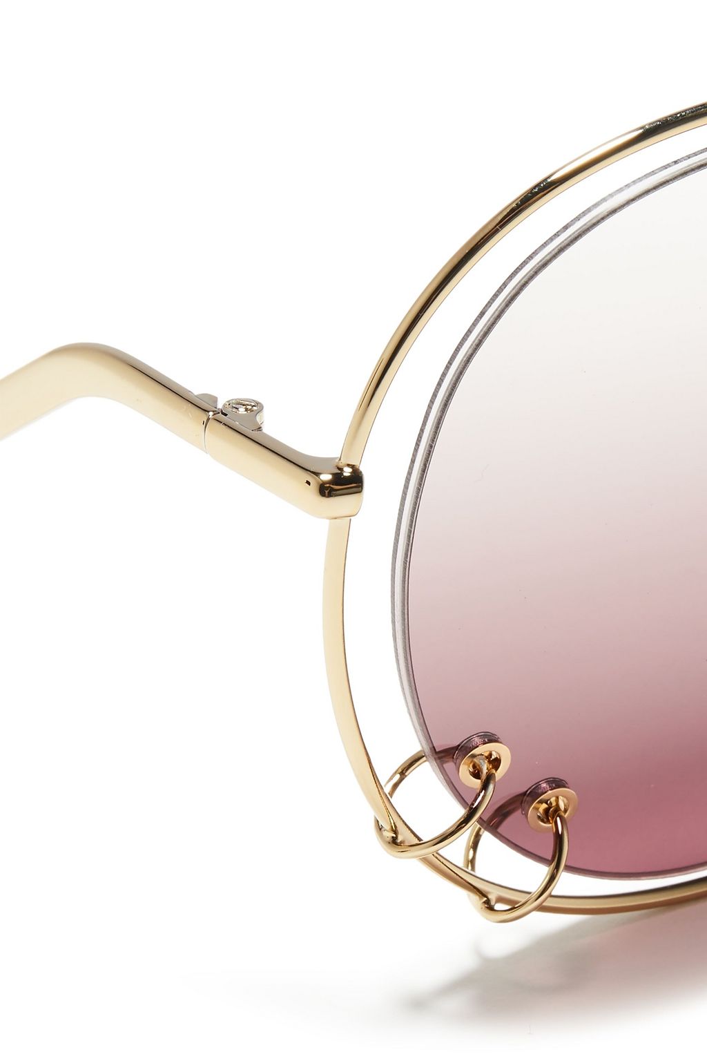 CHLOÉ Round-frame ring-embellished gold-tone and acetate sunglasses