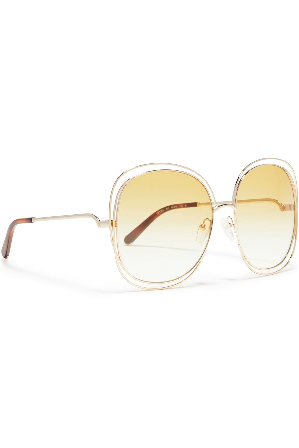 CHLOÉ Oversized round-frame gold-tone and acetate sunglasses
