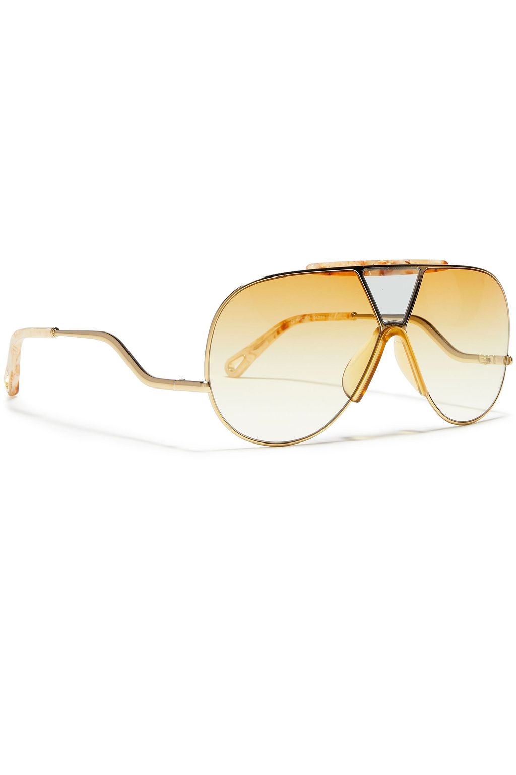 CHLOÉ Aviator-style gold-tone and acetate sunglasses