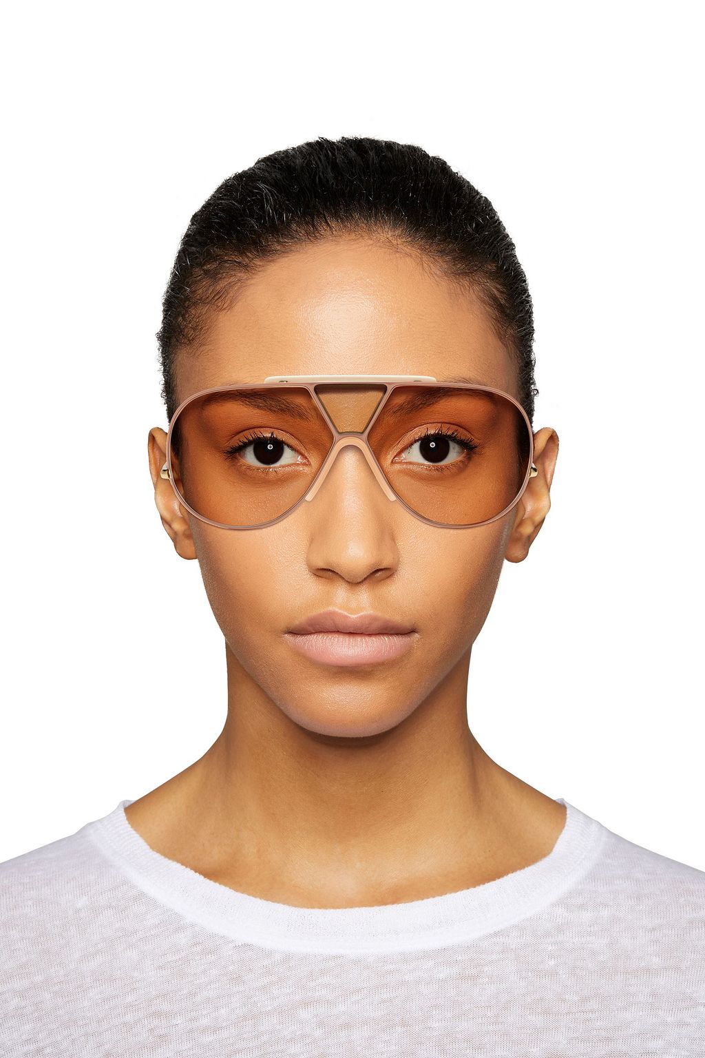 CHLOÉ Aviator-style gold-tone and acetate sunglasses