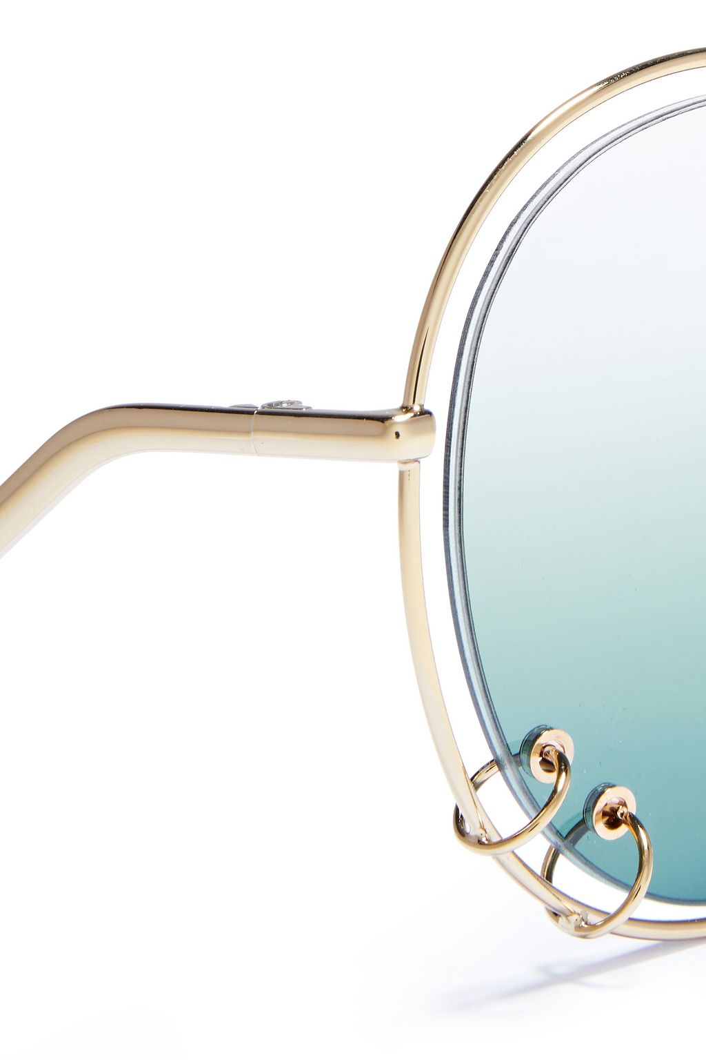 CHLOÉ Round-frame ring-embellished gold-tone and acetate sunglasses