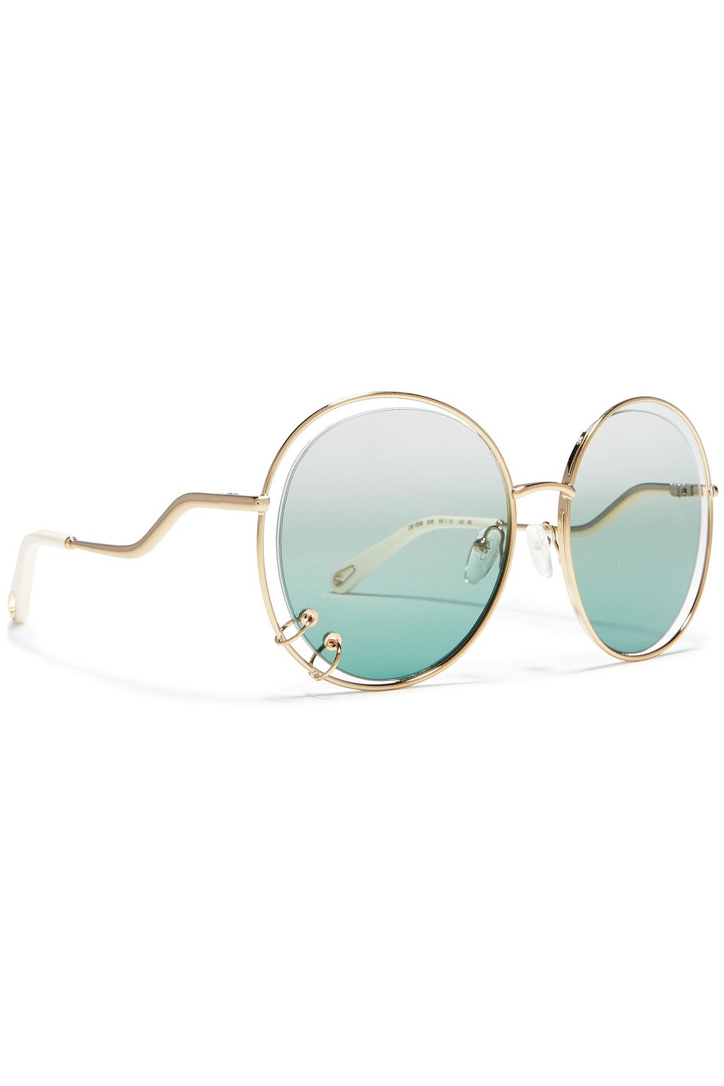 CHLOÉ Round-frame ring-embellished gold-tone and acetate sunglasses
