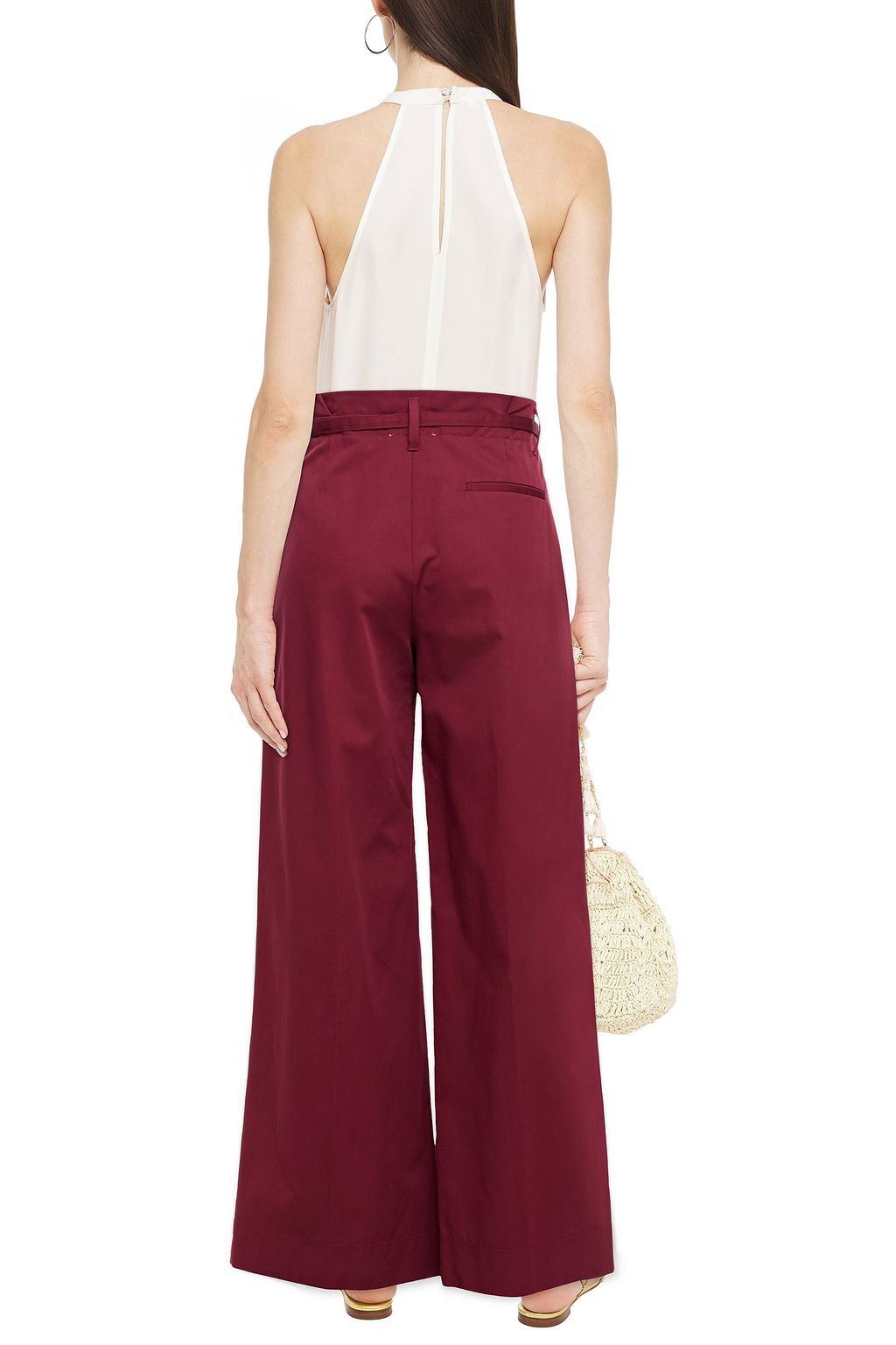 FORTE_FORTE Belted cotton-twill wide-leg pants