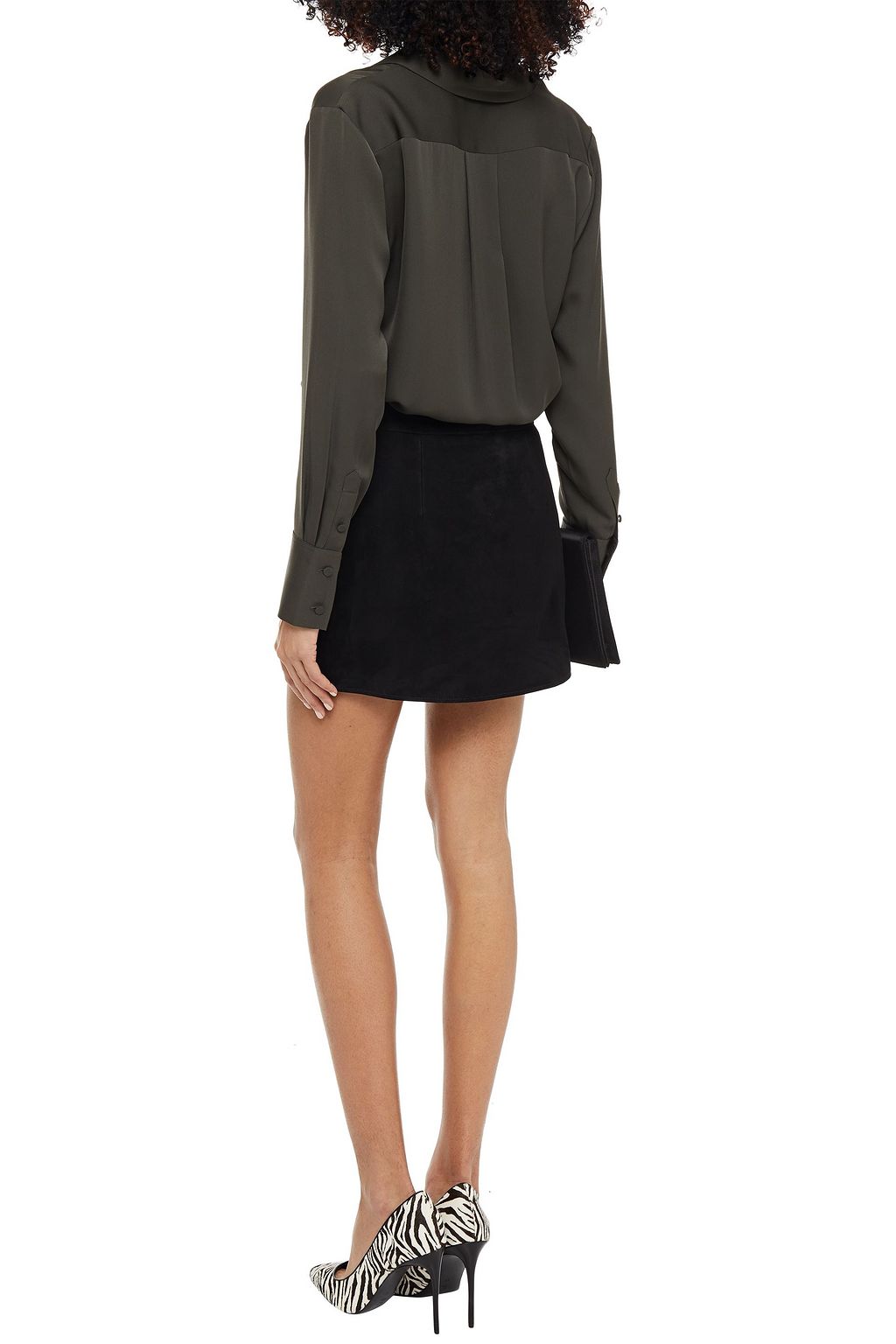 SAINT LAURENT Buckle-detailed suede mini skirt