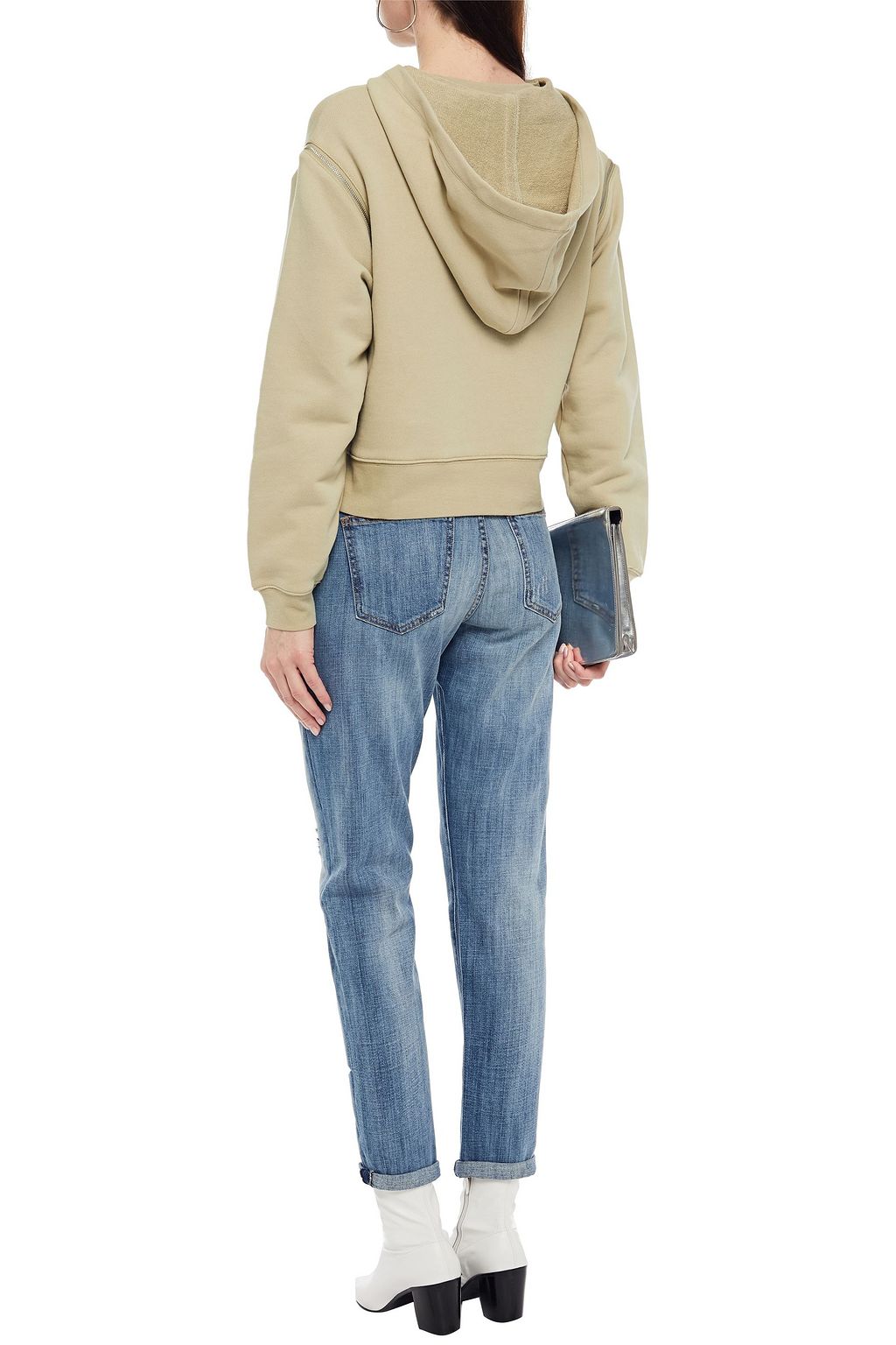CURRENT/ELLIOTT Cropped distressed boyfriend jeans