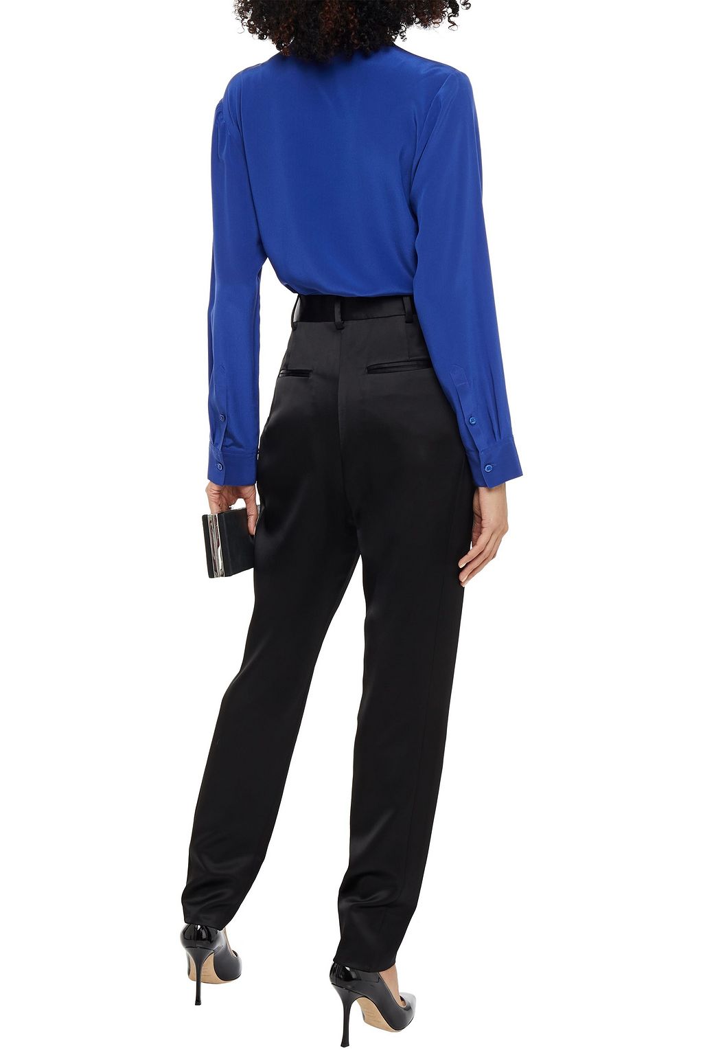 SAINT LAURENT Pleated duchesse-satin tapered pants