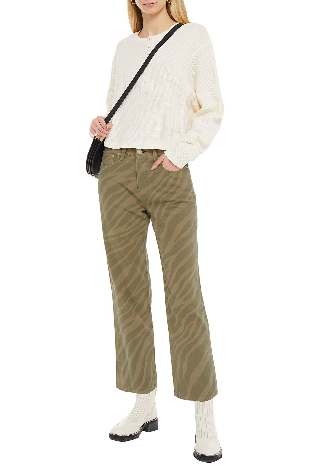 RAG & BONE Maya cropped zebra-print high-rise straight-leg jeans