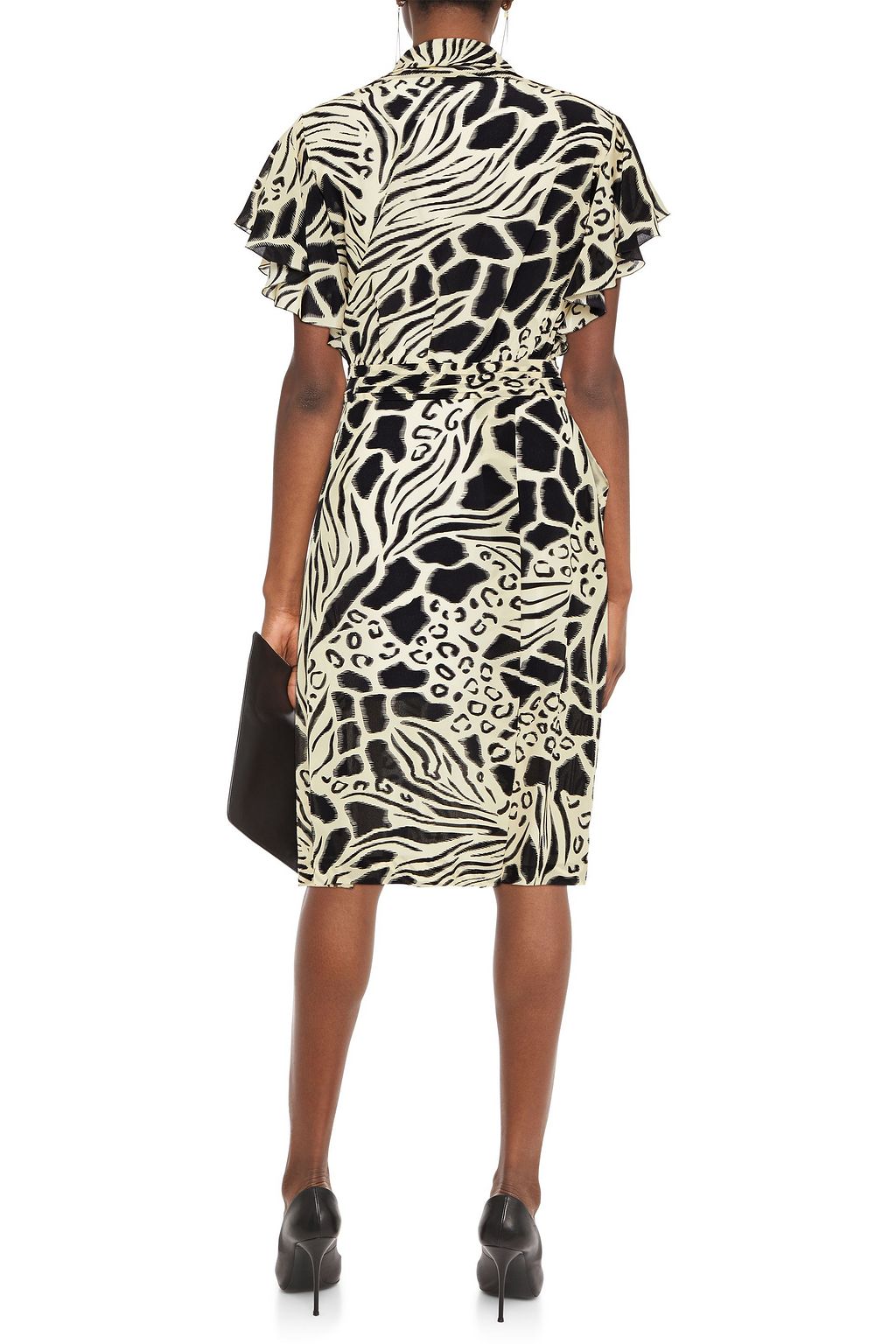 ALBERTA FERRETTI Tie-front printed silk crepe de chine dress