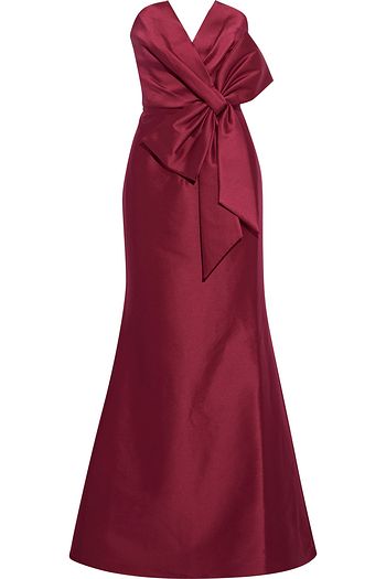 badgley mischka strapless bow front gown
