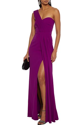 badgley mischka pleated gown